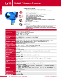 Thumbnail of document Data Sheet - WINSMART LY16 Smart Explosion Proof Press. Transmitter